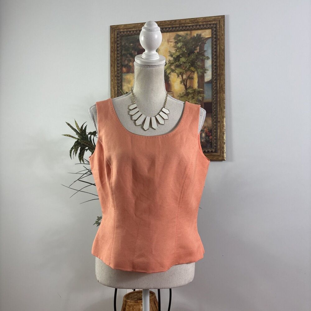 Tahari Arthur S. Levine Petite Size 10P Peach Side Zip Sleeveless Tank Top